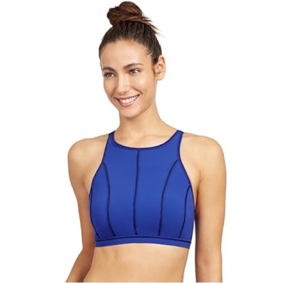 Gottex Free Sport Fast Track Solid High Neck Bra Swim Top Size US 12 - Picture 1 of 5